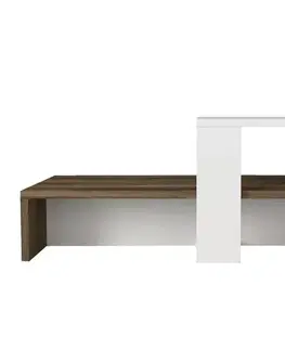 Konferenční stolek Chain - White, Walnut