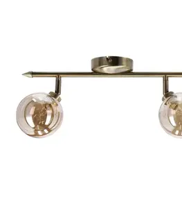 Stropní lampa Rodia s patinou, 2x40W, G9, jantarové stínidlo