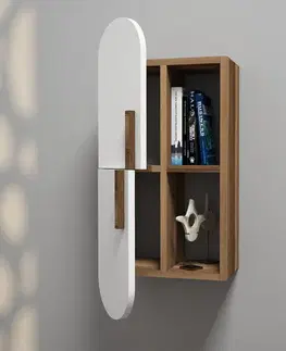 Nástěnná police Rose - Walnut, White