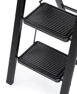 4Home Skládací ocelové schůdky Steel, 3 stupně, černá