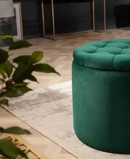 Estila Zámecká designová smaragdová taburetka Modern Barock s úložným prostorem 50cm