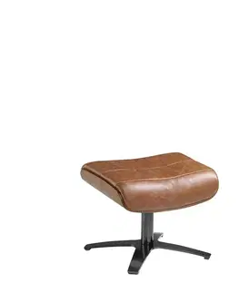 Estila Moderní kožená podnožka Forma Moderna z pravé kůže hnědá 52cm