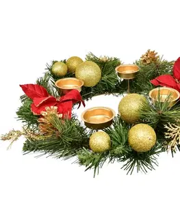 Adventní věnec zdobený Poinsetie, 33 cm