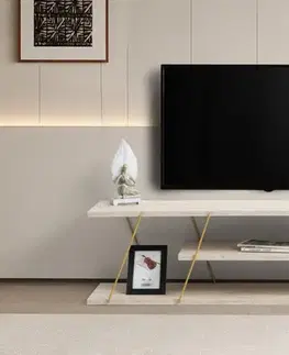 TV stolek Canaz - Gold, Travertine