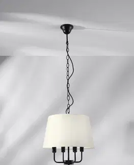 Závěsná lampa Pasteri matně černá 4x40W e14 béžové stínidlo