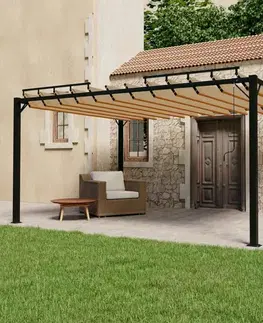 Pergola s lamelovou střechou 3 x 4 m hliník / látka Dekorhome