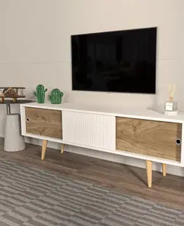 TV stolek Ecrin - White, Walnut