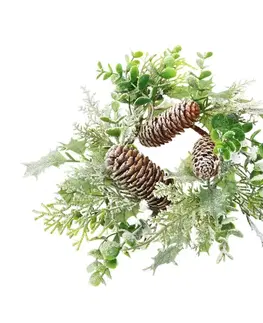 Vánoční zdobený věneček s jinovatkou, 30 cm