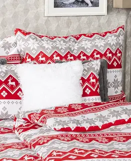 4Home Vánoční bavlněné povlečení Red Nordic, 140 x 220 cm, 70 x 90 cm