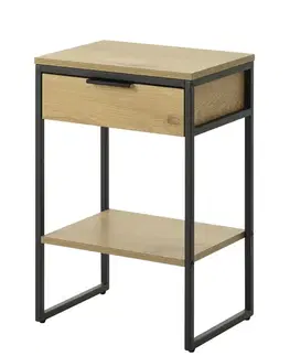 Estila Příruční stolek Holstebro, dub/černý kov, 60 cm