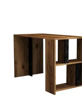 Psací stůl Lima - Walnut, Black Marble