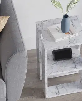 Noční stolek Lonie - Carrara Marble