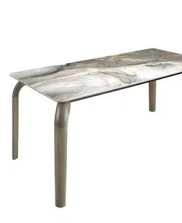 Estila Luxusní moderní šedý obdélníkový jídelní stůl Carrie s vrchní deskou s mramorovým designem 180 cm