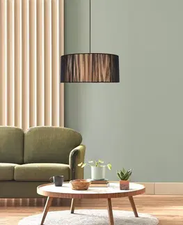 Černá dřevěná závěsná lampa 45cm Kioto Ledea