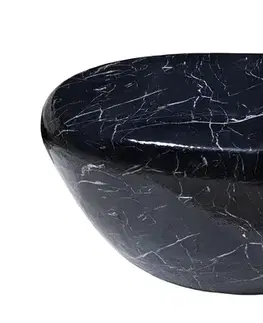 Estila Stylový konferenční stolek Stone v černé barvě v atypickém tvaru s mramorovým designem z kovu 76 cm
