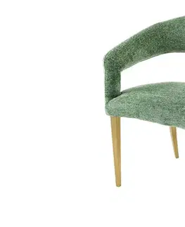 Estila Stylová čalouněná glamour zelená jídelní židle Lunit s vykrojeným sedadlem a zlatými kovovými nožičkami 81 cm