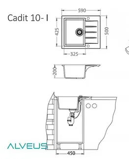 Alveus Granitový dřez CADIT 10 Barva: Černá