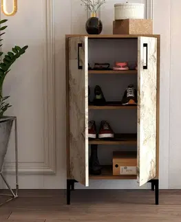 Botník Prag Walnut and White Marble