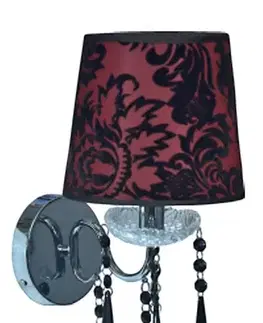 Chromová nástěnná lampa, sametové stínidlo, 1x40W E14 Astor