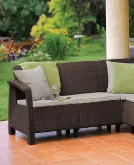 KETER Zahradní rohová pohovka GREEK RELAX | hnědá