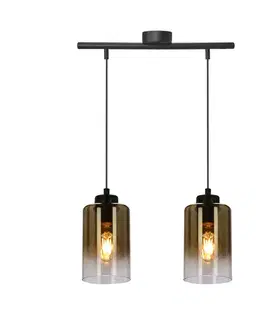 Závěsná lampa Aspra černá 2x60W E27 jantarové stínidlo