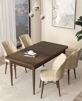 Dining Table & Chairs Set (5 Pieces) Arp - Baroque, Cream