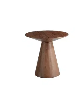 Estila Moderní kulatý příruční stolek Vita Naturale ze dřeva hnědý 60cm