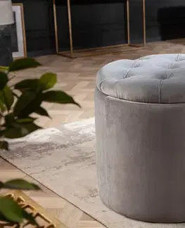 Estila Kulatá stříbrná taburetka Modern Barock s úložným prostorem 50cm