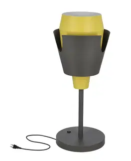 Stolní lampa šedožlutá s vypínačem Falun LEDEA