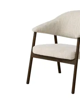 Estila Křeslo Bodil, krémové čalounění, tmavý dub