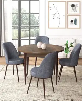 Dining Table & Chairs Set (5 Pieces) Tor - Baroque, Fume
