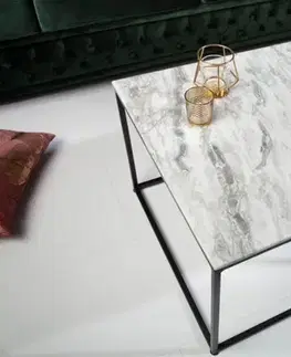 Estila Art-deco stylový konferenční stolek Elements Blanc z leštěného mramoru 50cm