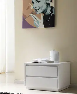 Estila Lesklý moderní noční stolek Napoleone 40cm bílý