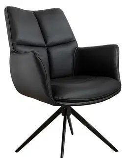 Estila Designové moderní černé otočné kancelářské křeslo Mariposa s koženým potahem s kovovou nohou 89 cm