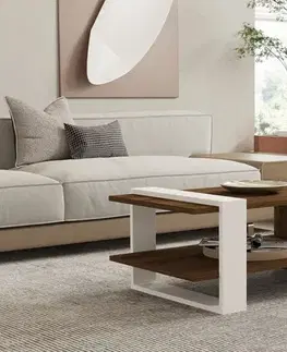 Konferenční stolek Gaye - Walnut, White