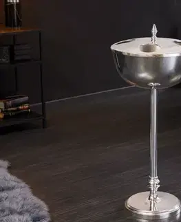 Estila Designová stříbrná nádoba na chlazení vína Perlea z kovu s elegantin pokrývkou 81cm