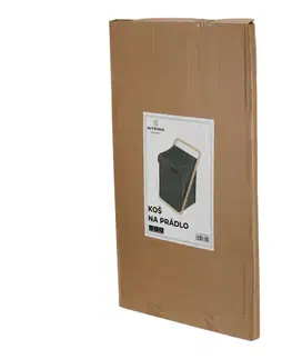 Látkový prádelní koš FRAME s bambusovým rámem, šedá