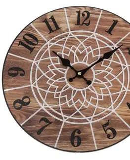 Nástěnné hodiny Mandala 34 cm, natural