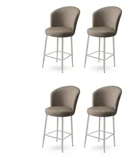 Bar Stool Set (4 Pieces) Fora - Cappuccino, Chrome