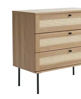 Estila Komoda Malmo, světlý dub/ratan, 80 cm
