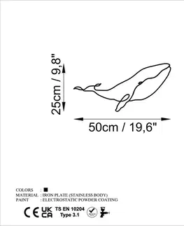 Dekorativní kovový doplněk na zeď Whale - M