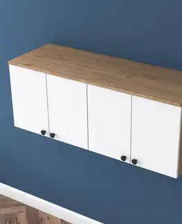 Nástěnná skříňka Bany Walnut and White