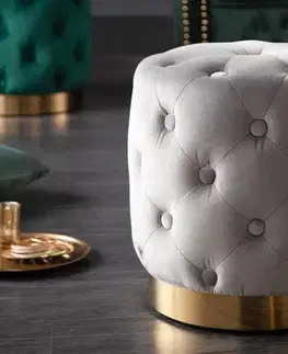 Estila Barokní luxusní šedá taburetka Modern Barock se sametovým potahem 38cm