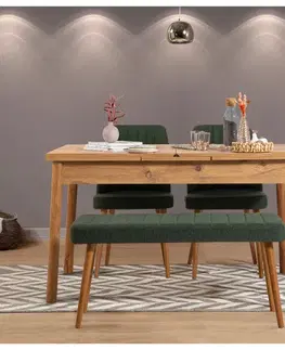 Jídelní set s rozkládacím stolem a židlemi (4 kusy) Santiago Atlantice -Green