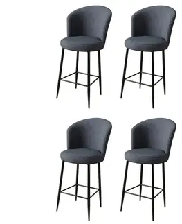 Bar Stool Set (4 Pieces) Fora - Anthracite, Black