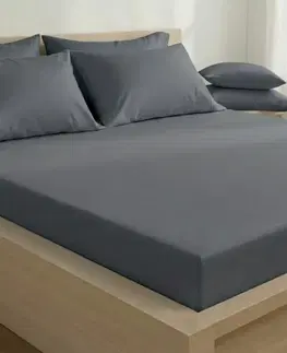 Kvalitex Saténové prostěradlo s gumou tmavě šedá, 120 x 200 cm