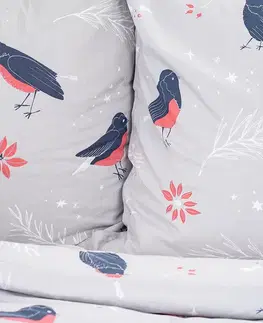 4Home Bavlněné povlečení Winter Robin, 140 x 200 cm, 70 x 90 cm