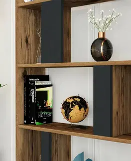 Knihovna Lima Anthracite and Walnut