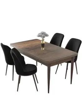 Dining Table & Chairs Set (5 Pieces) Nil - Baroque, Black