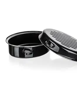 Banquet 2dílný oválný smaltovaný pekáč CULINARIA Black, 38 cm